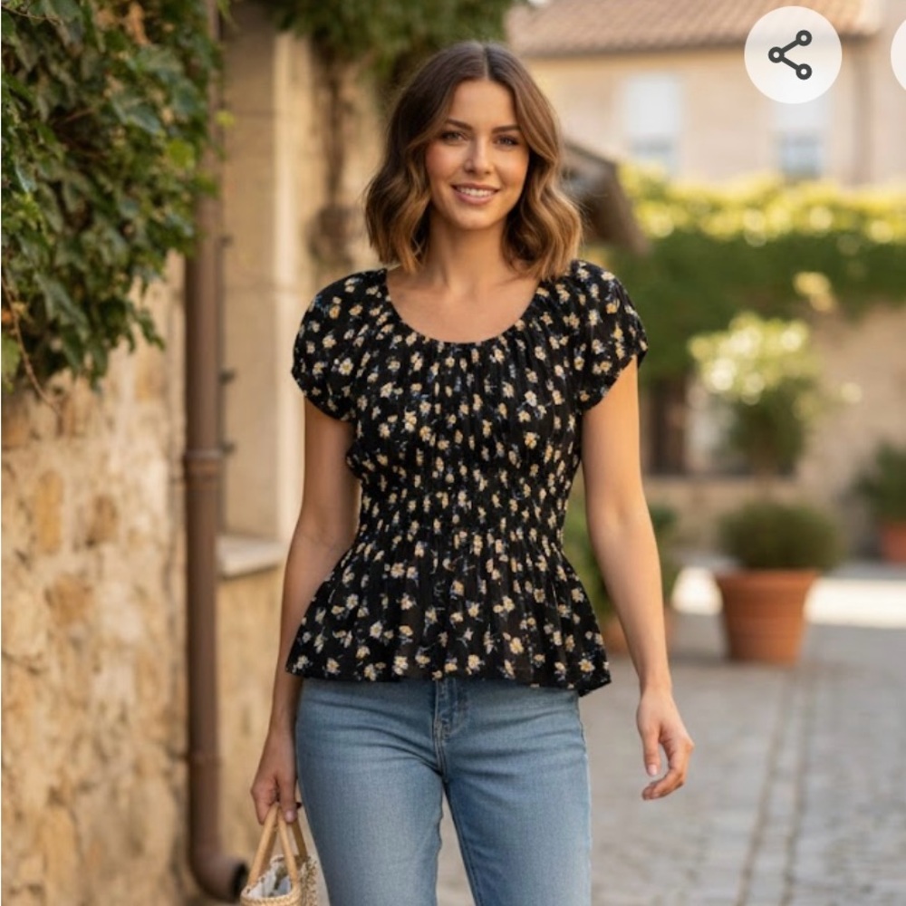 SO Black Floral Blouse